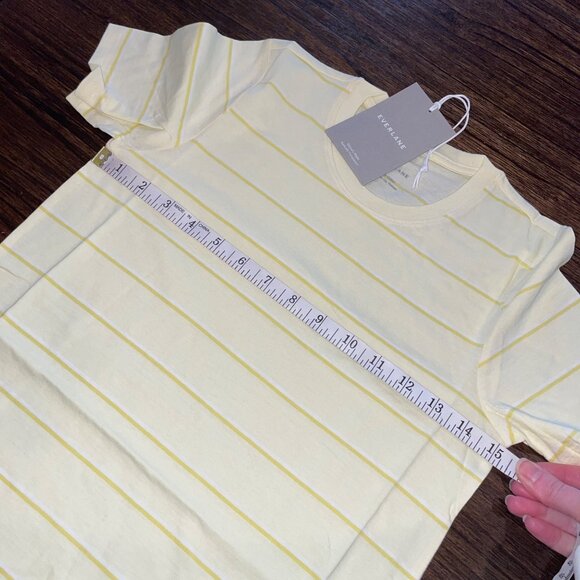 NWT Everlane Sz XS Pale Yellow Striped Organic Cotton Short Sleeve Tee T-Shirt - Picture 8 of 9